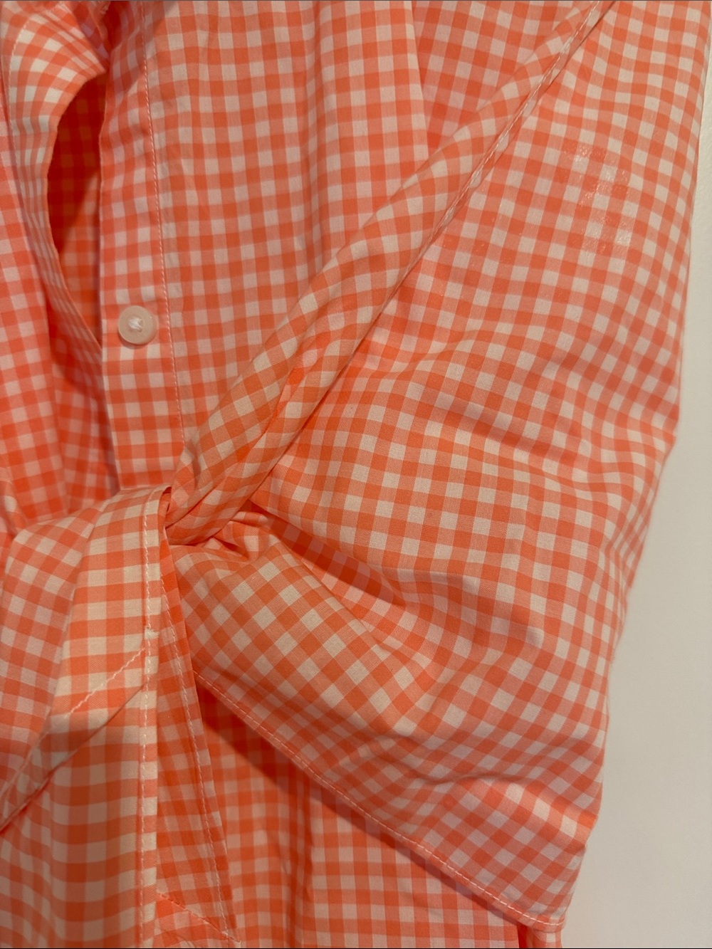 Nautica Jeans Women's Gingham Cotton Wrap Shirtdress Orange/White 16 - Picture 5 of 7